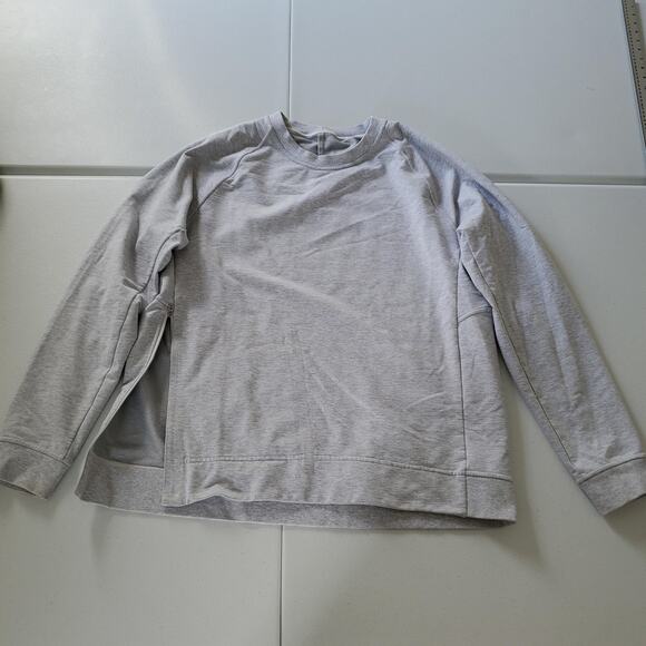 Lululemon Sweatshirt Womens Large Gray Crewneck Pullover Raglan Side Slit Logo - Picture 1 of 7